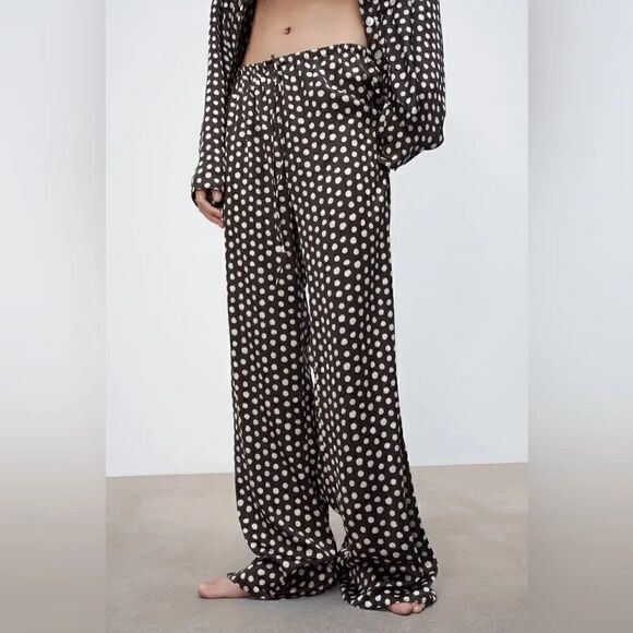 ZARA SATIN PANTS WITH POLKA DOT - Picture 3 of 9